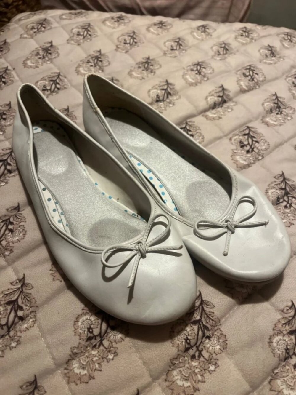 White Ballet Flats with Bow